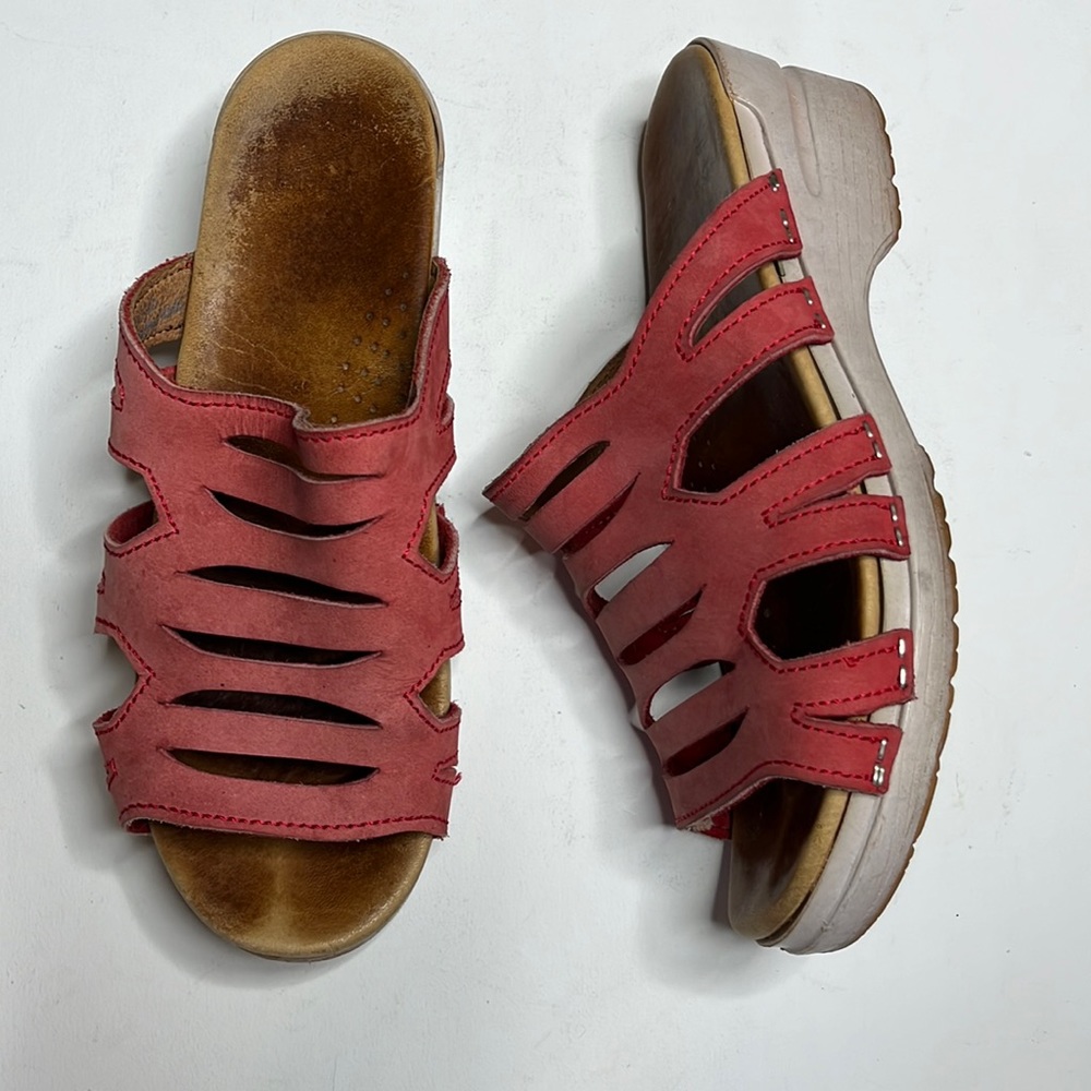 Dansko Strappy Slide Slip On Leather Mule Clogs
